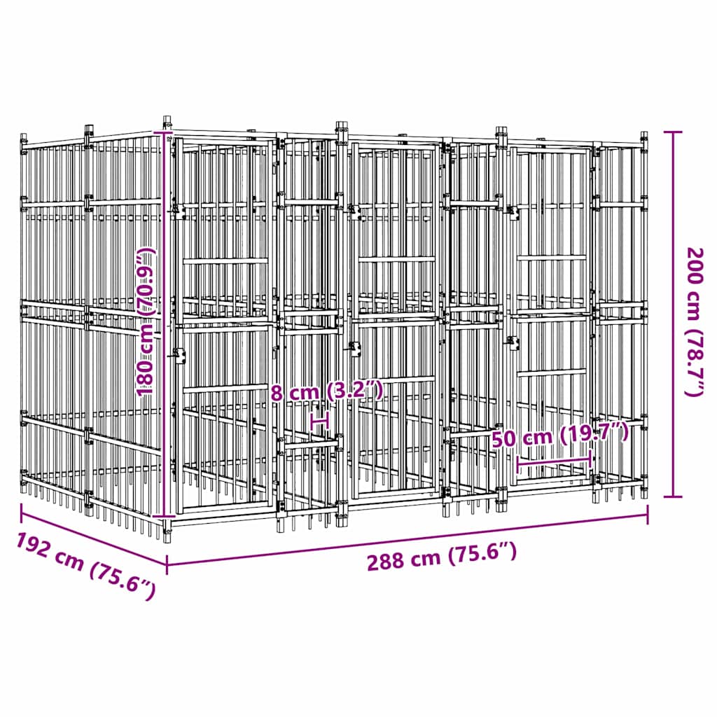 Outdoor Dog Kennel Steel 7,37 m²