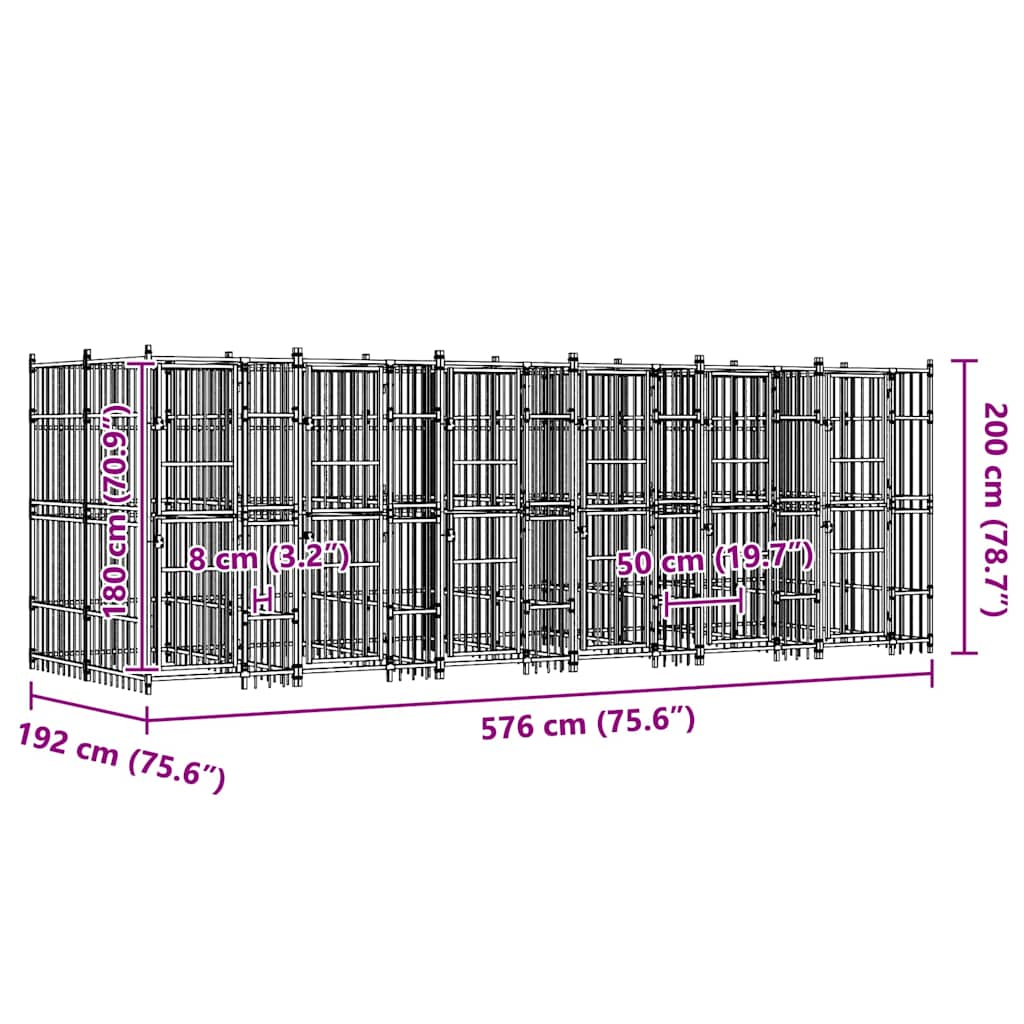Outdoor Dog Kennel Steel 11,06 m²