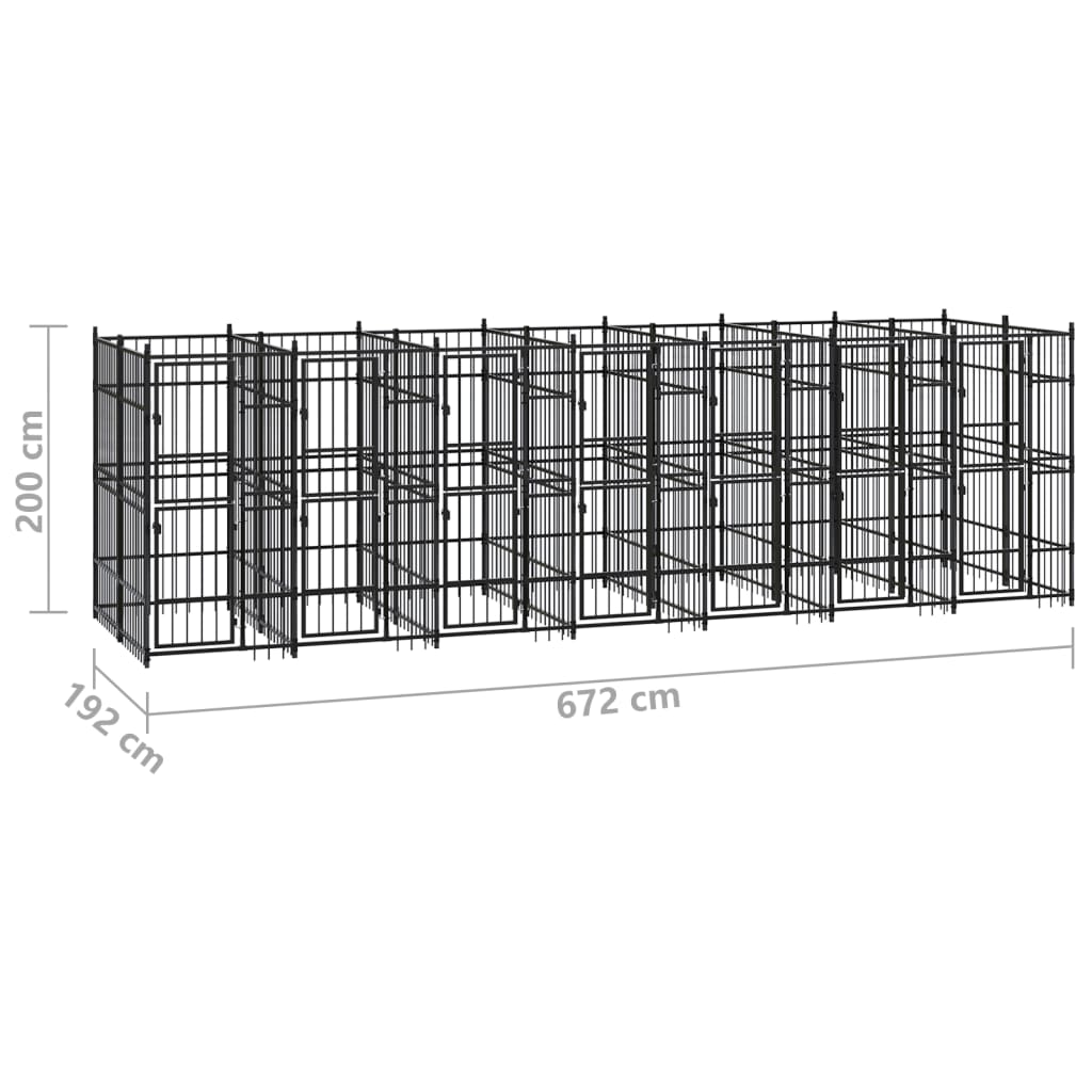Outdoor Dog Kennel Steel 12,9 m²