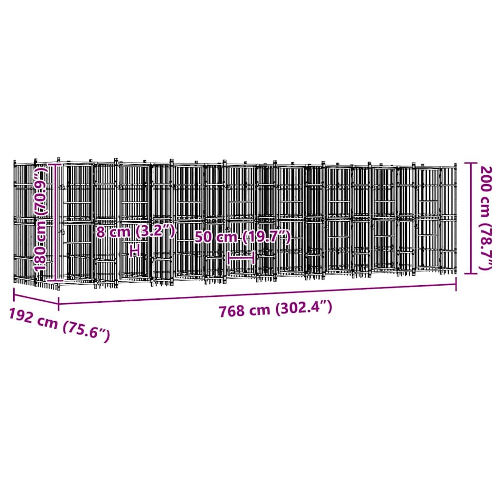 Outdoor Dog Kennel Steel 14,75 m²