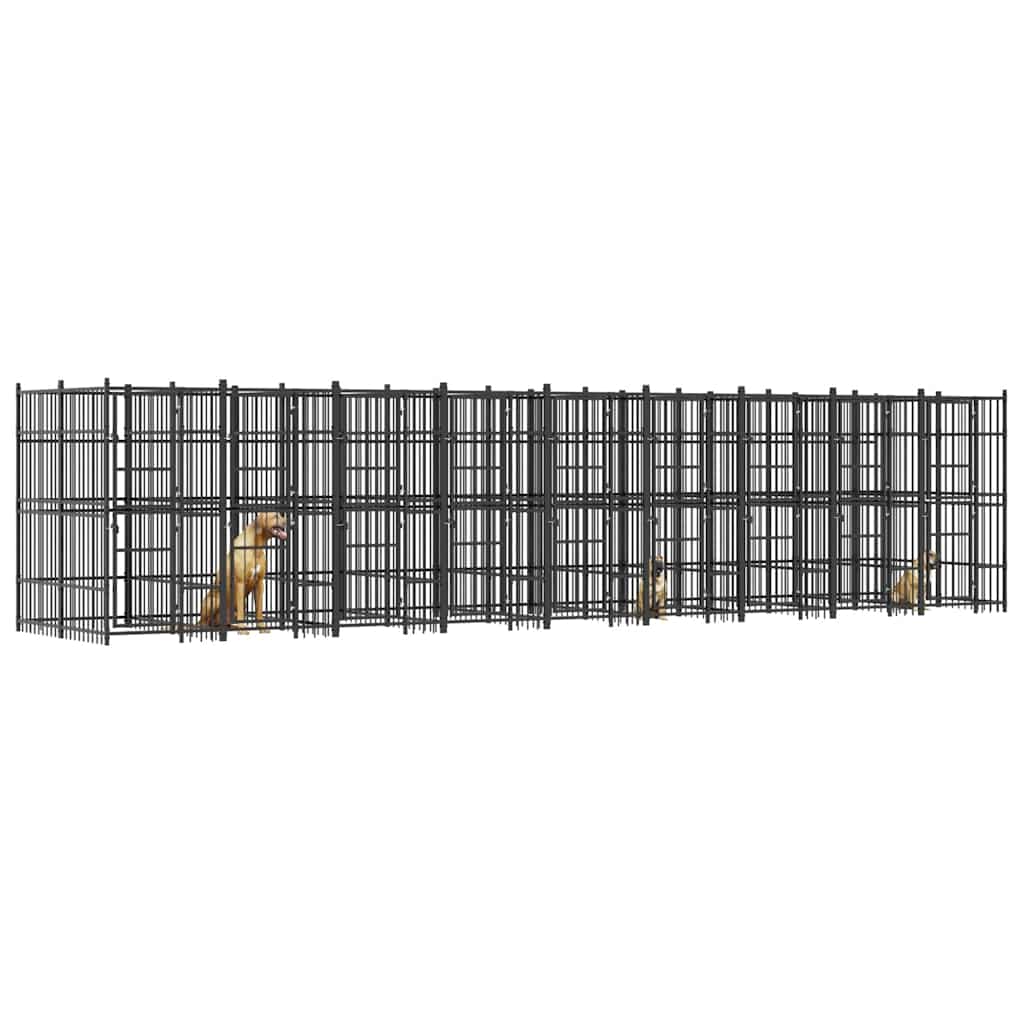 Outdoor Dog Kennel Steel 16.59 m²