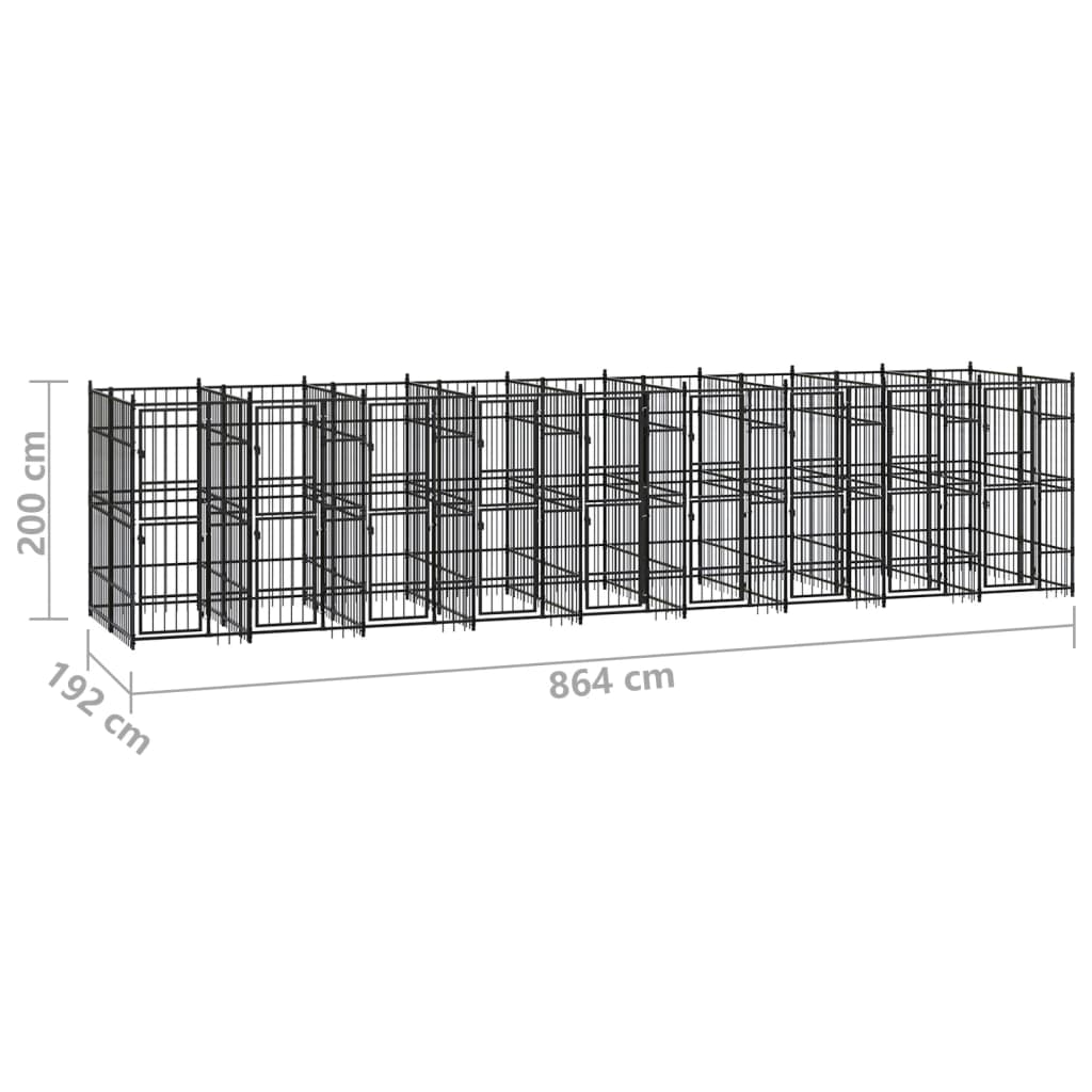 Outdoor Dog Kennel Steel 16,59 m²