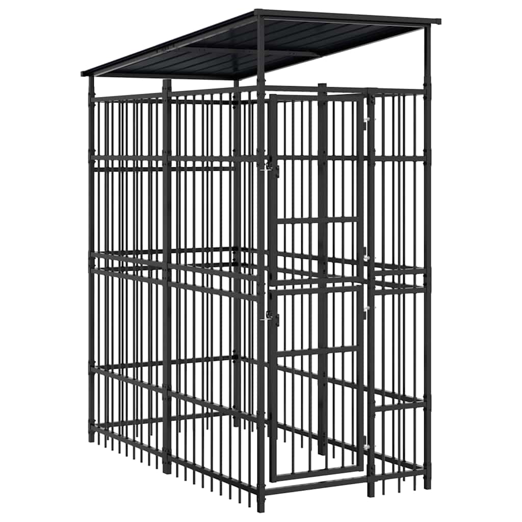 Outdoor Dog Kennel with Roof Steel 1,84 m²