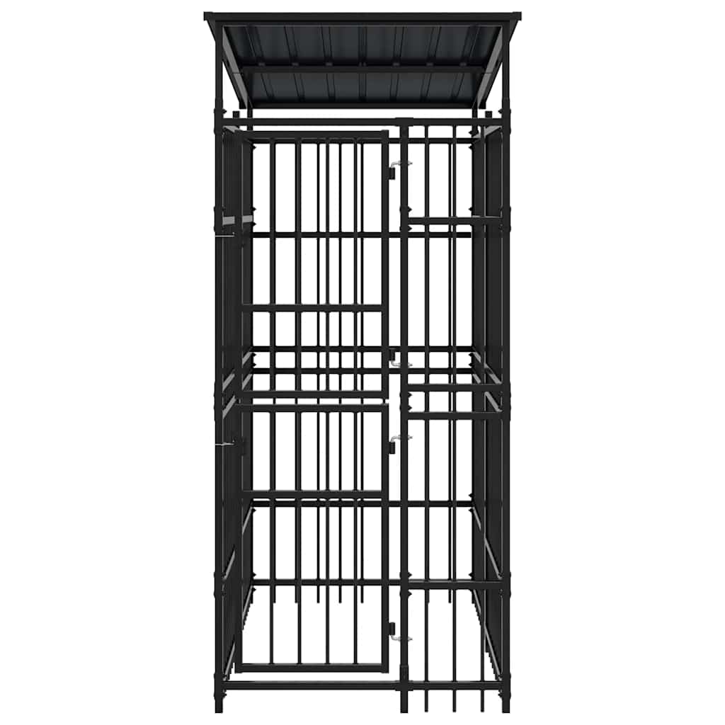 Outdoor Dog Kennel with Roof Steel 1.84 m²