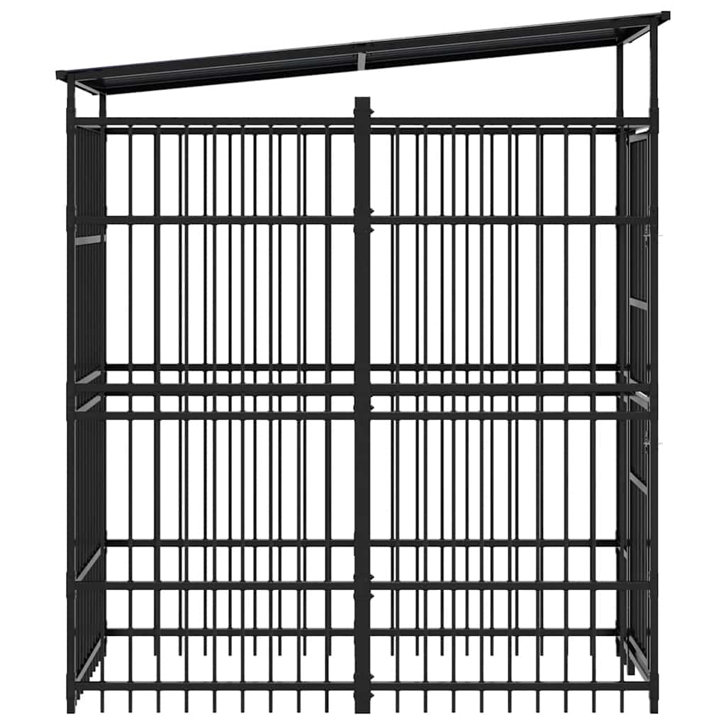 Outdoor Dog Kennel with Roof Steel 1.84 m²