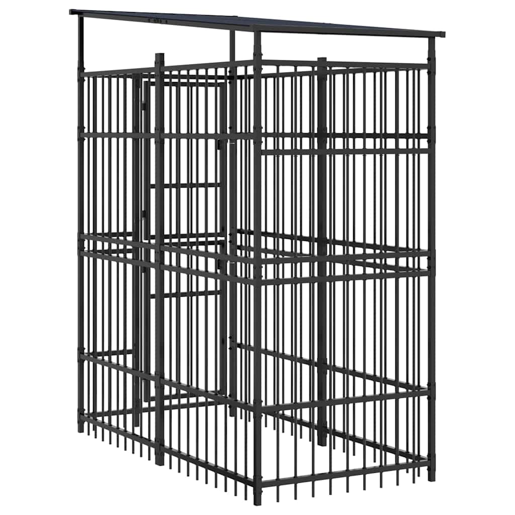 Outdoor Dog Kennel with Roof Steel 1,84 m²