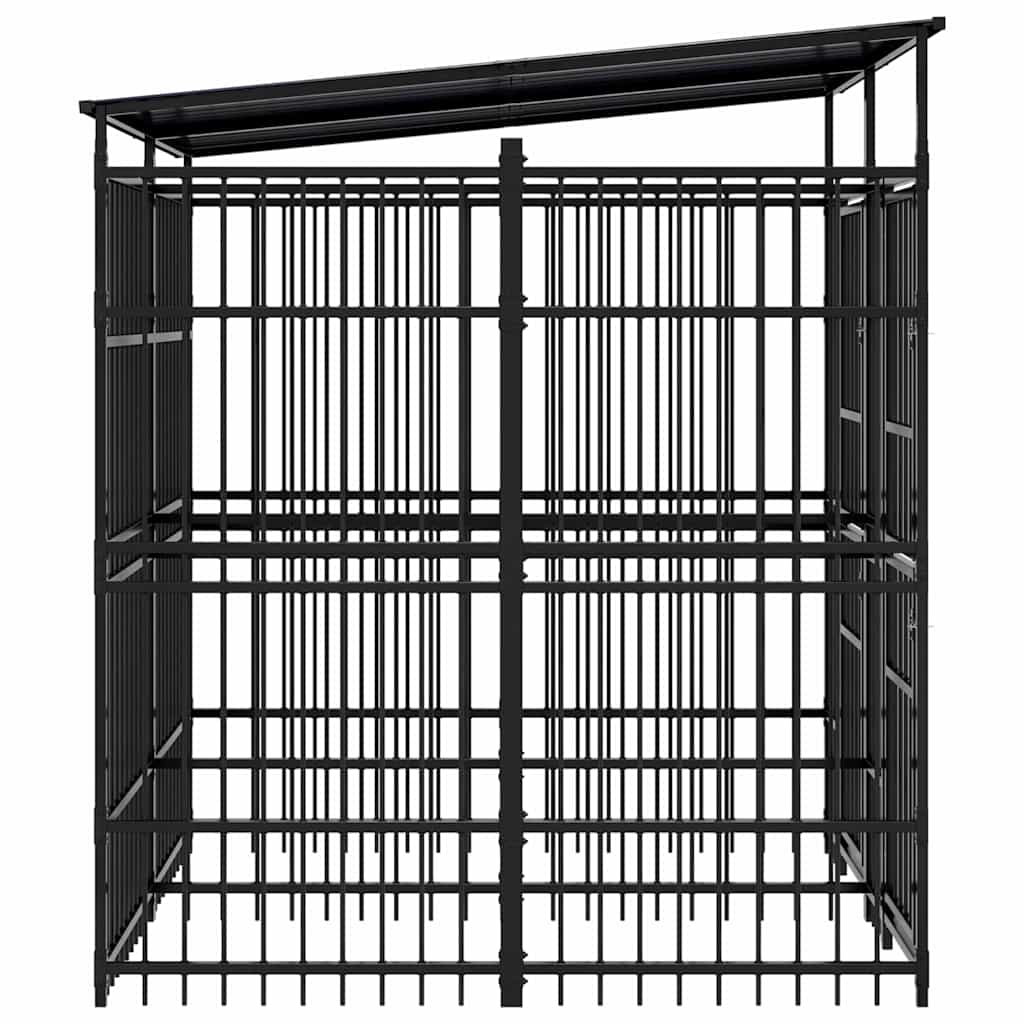 Outdoor Dog Kennel with Roof Steel 3,69 m²