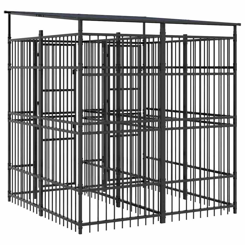 Outdoor Dog Kennel with Roof Steel 3,69 m²