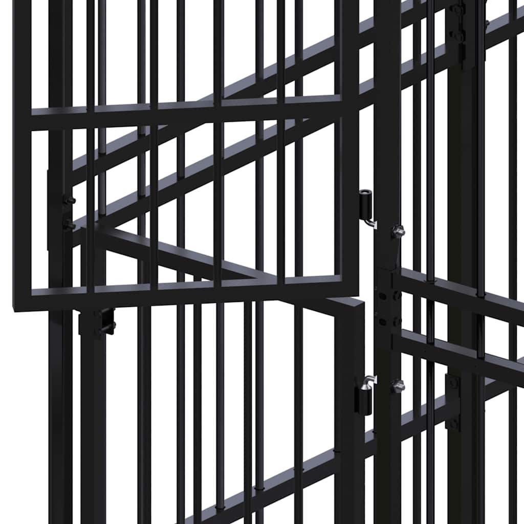 Outdoor Dog Kennel with Roof Steel 3,69 m²