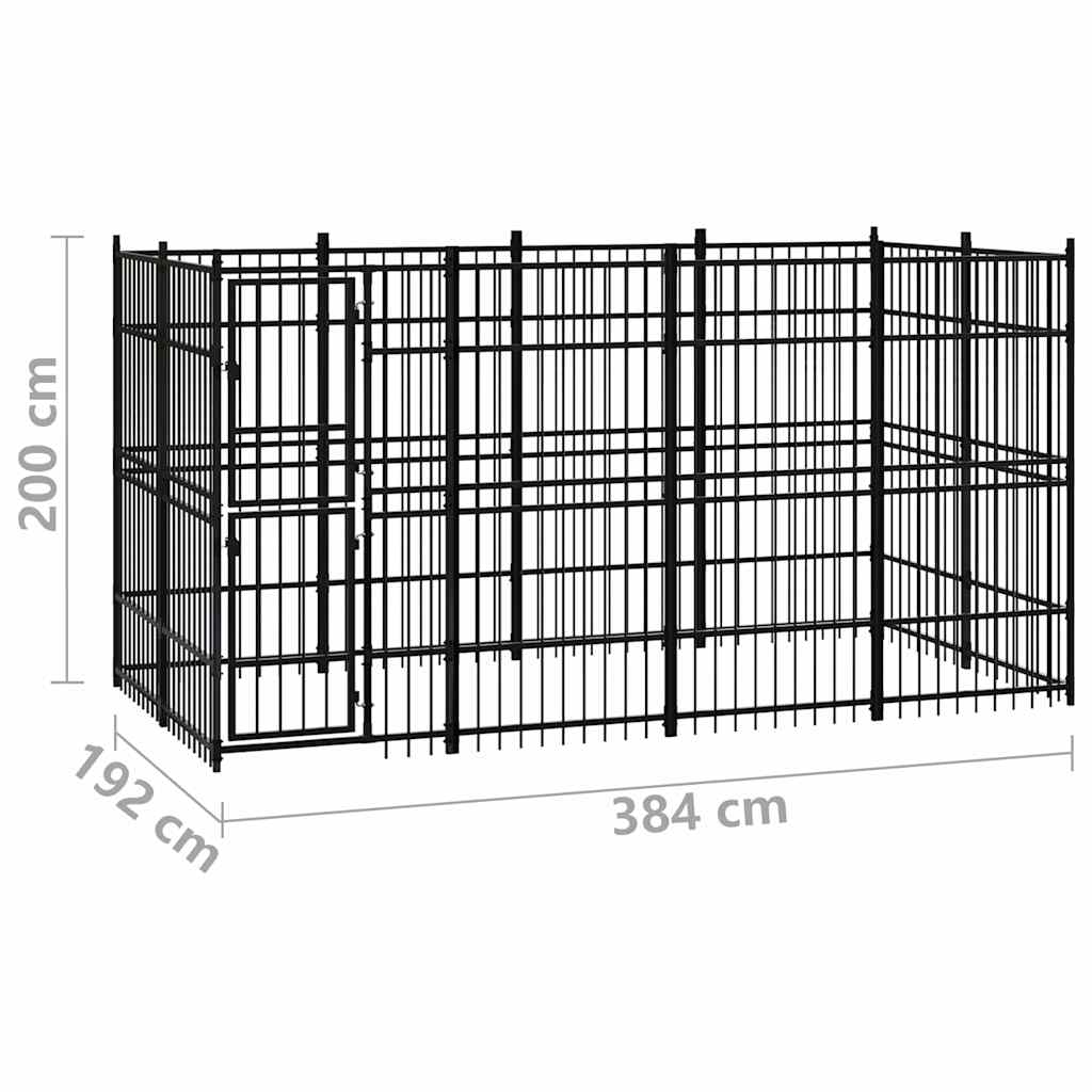 Outdoor Dog Kennel Steel 7,37 m²