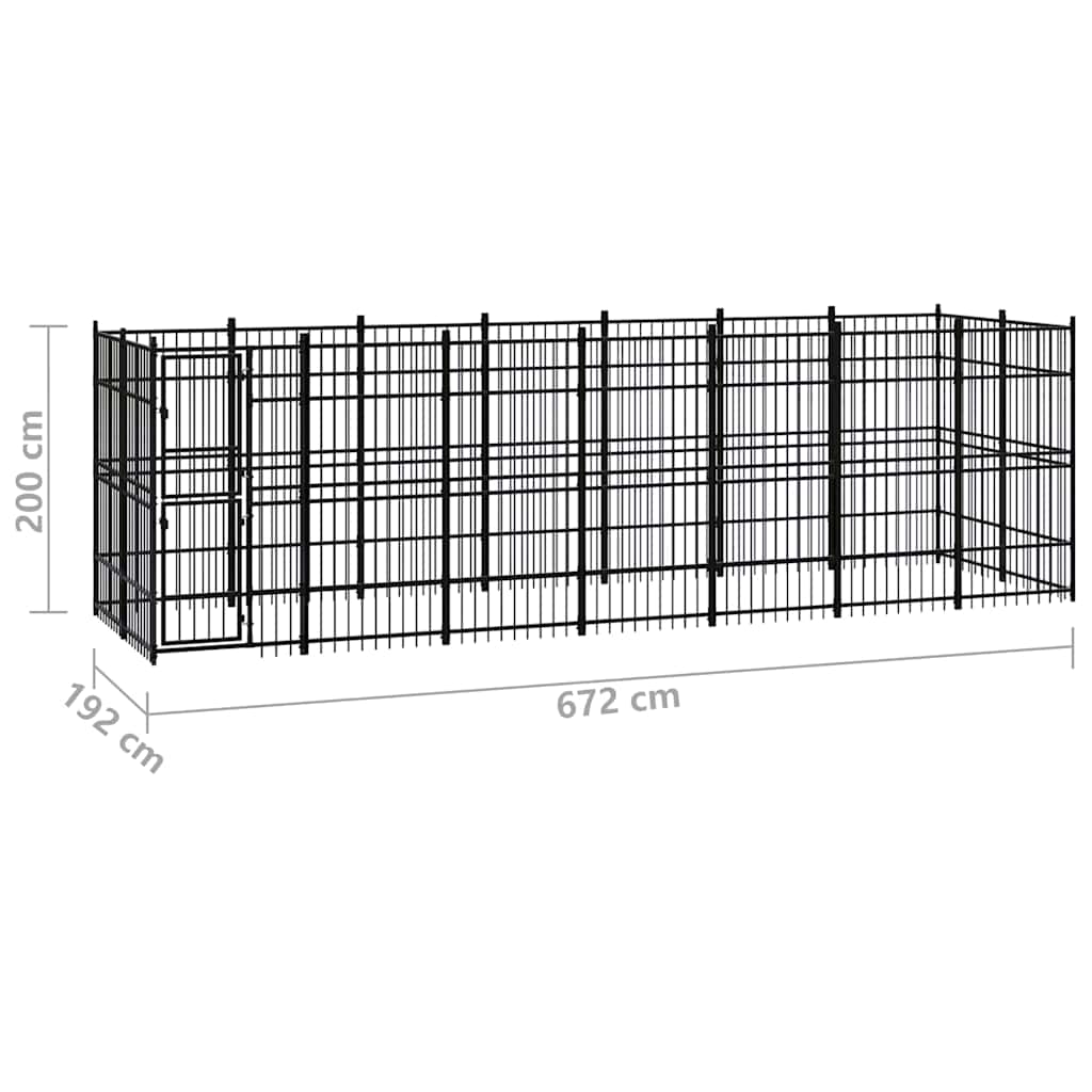 Outdoor Dog Kennel Steel 12,9 m²