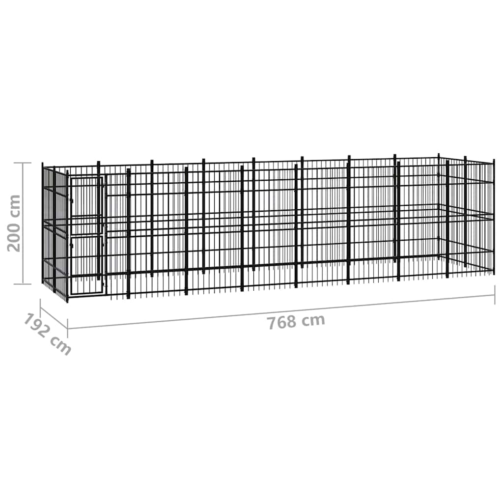 Outdoor Dog Kennel Steel 14,75 m²