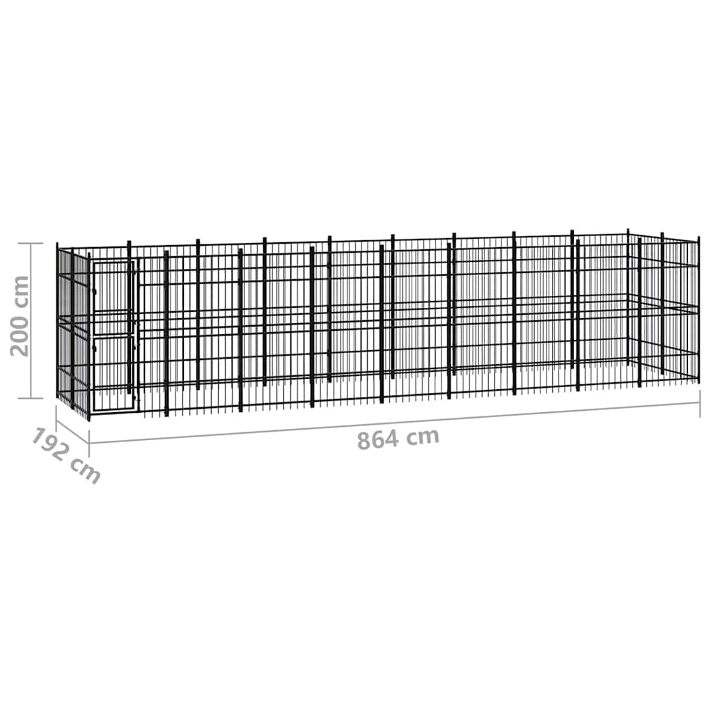 Outdoor Dog Kennel Steel 16,59 m²