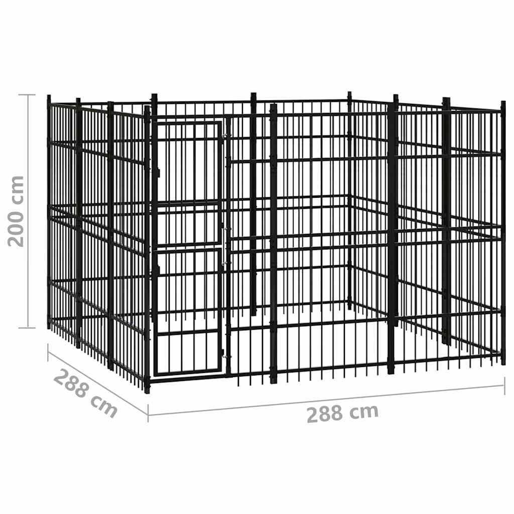 Outdoor Dog Kennel Steel 8,29 m²