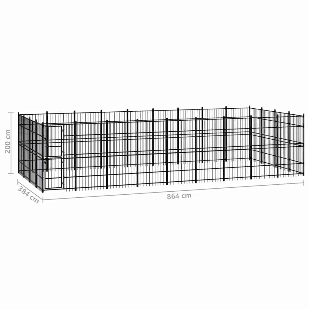Outdoor Dog Kennel Steel 33,18 m²
