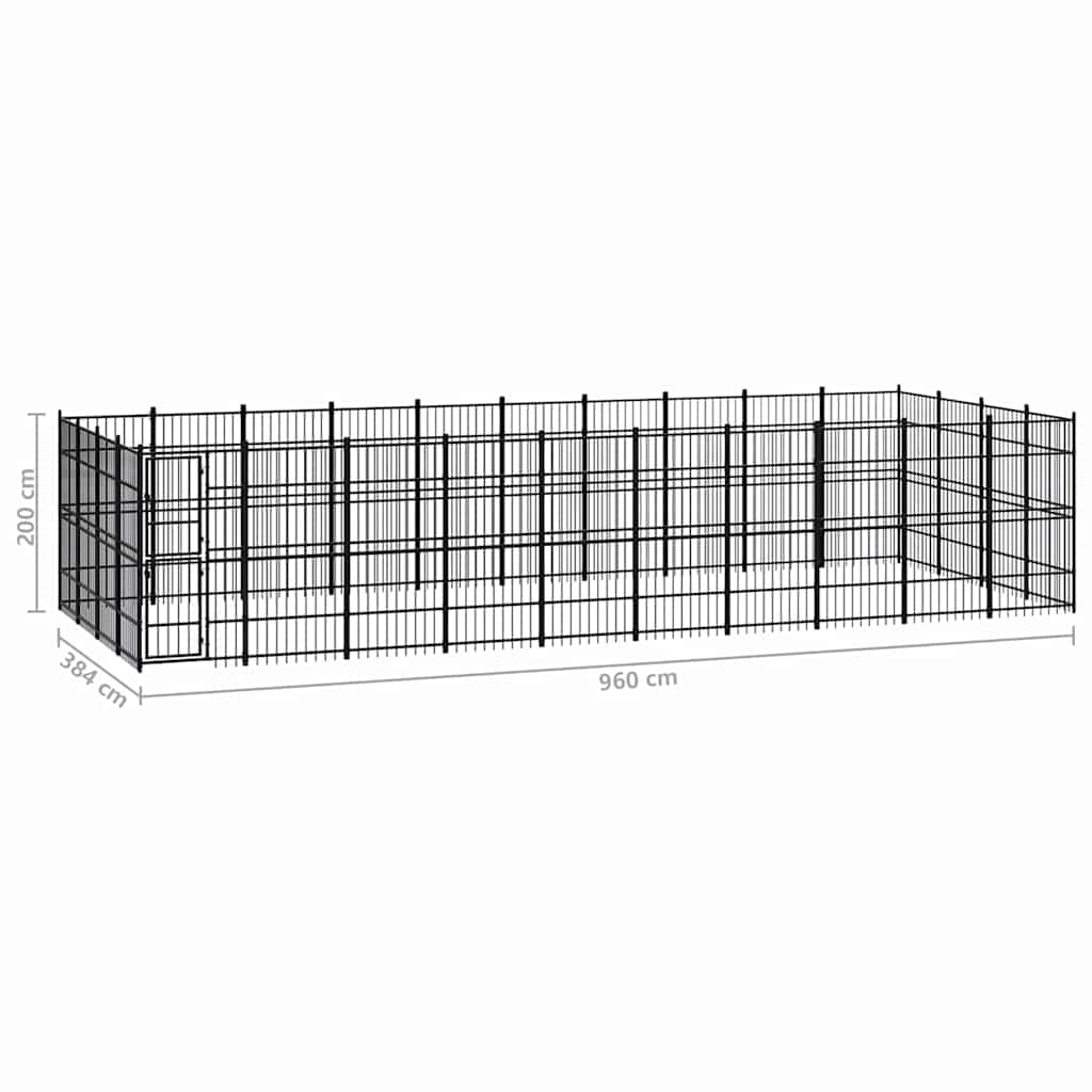 Outdoor Dog Kennel Steel 36,86 m²