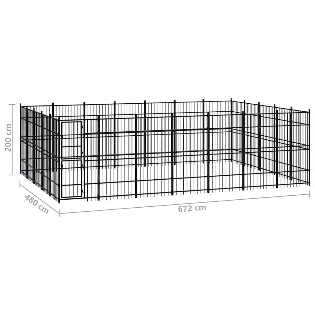 Outdoor Dog Kennel Steel 32,26 m²