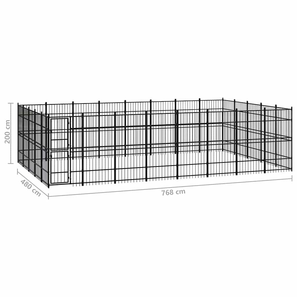 Outdoor Dog Kennel Steel 36,86 m²