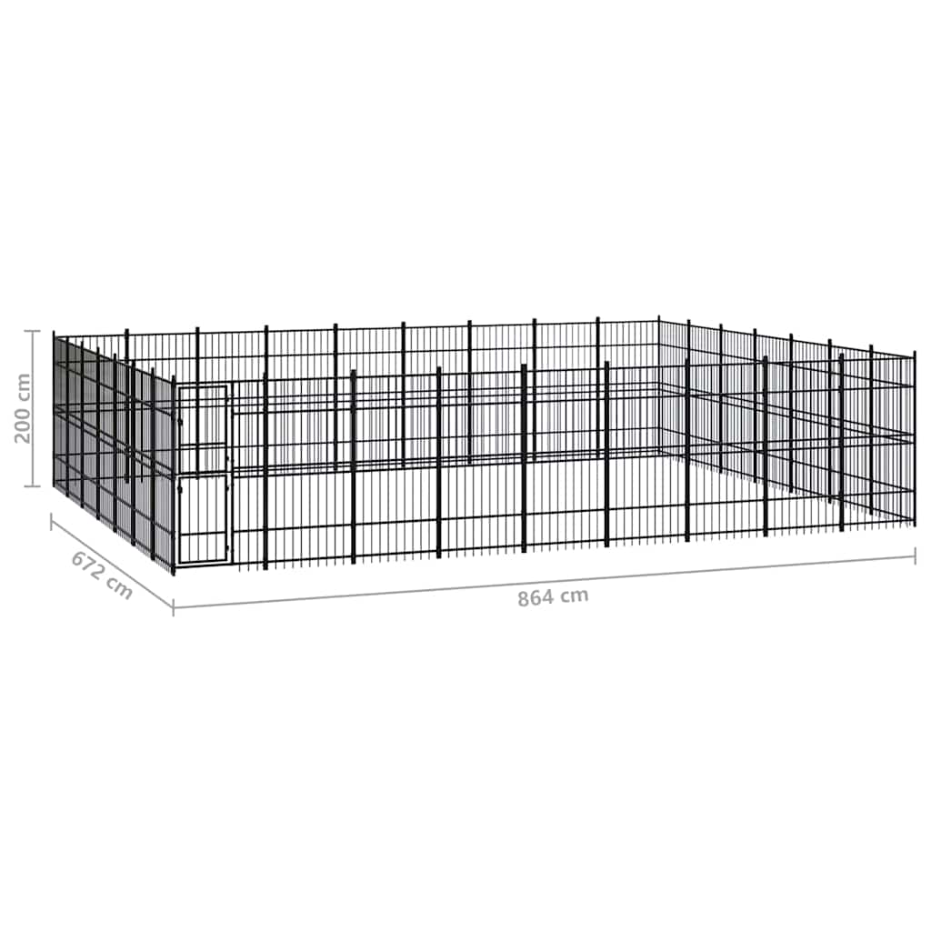 Outdoor Dog Kennel Steel 58,06 m²