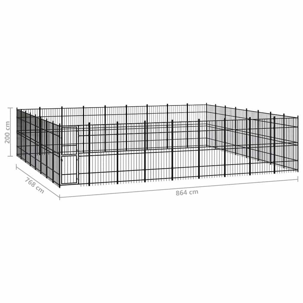 Outdoor Dog Kennel Steel 66,36 m²
