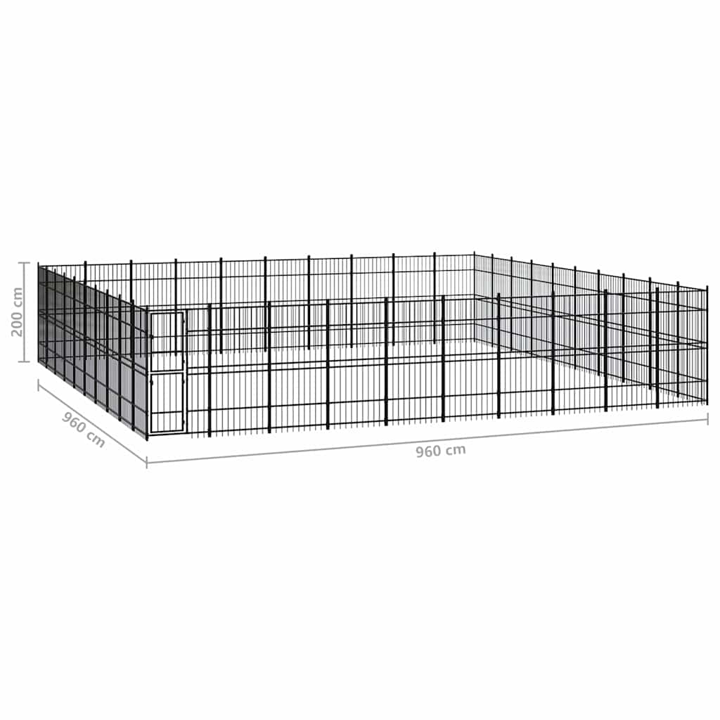 Outdoor Dog Kennel Steel 92,16 m²