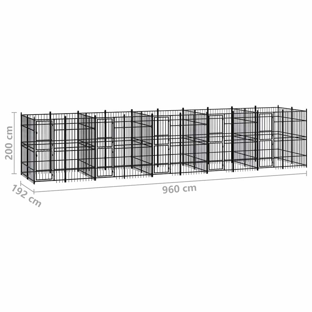Outdoor Dog Kennel Steel 18,43 m²