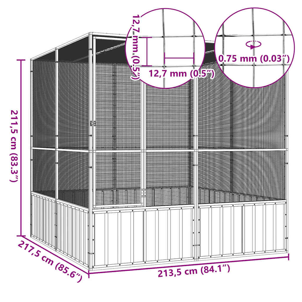 Bird Cage Grey 213.5x217.5x211.5 cm Galvanised Steel