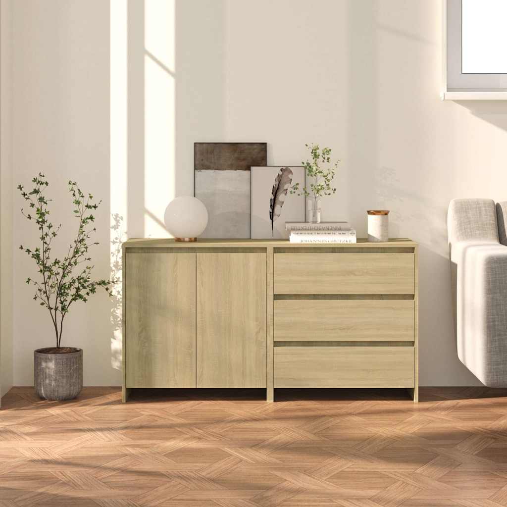 2 Piece Sideboard Sonoma Oak Engineered Wood
