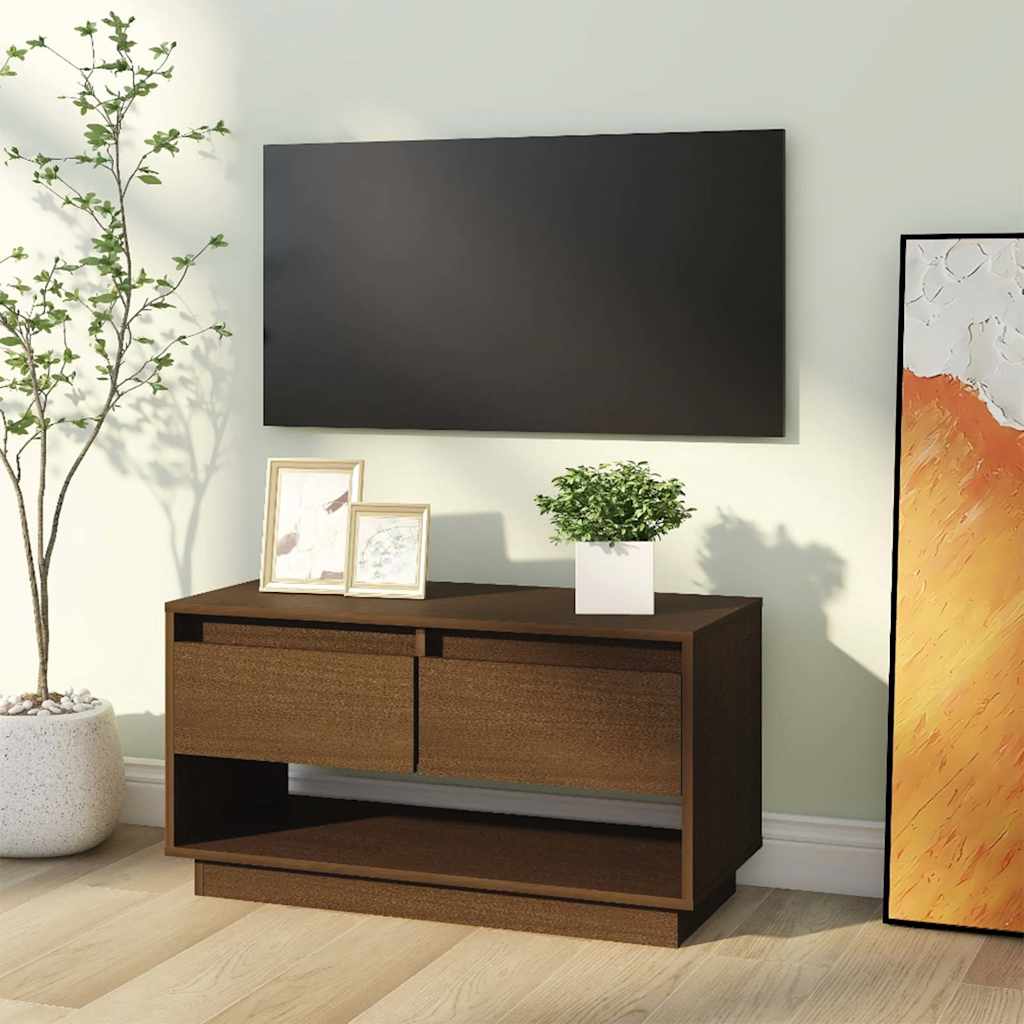 TV Cabinet Honey Brown 74x34x40 cm Solid Wood Pine