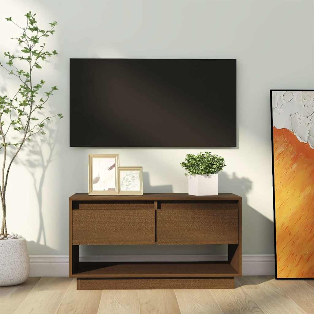TV Cabinet Honey Brown 74x34x40 cm Solid Wood Pine