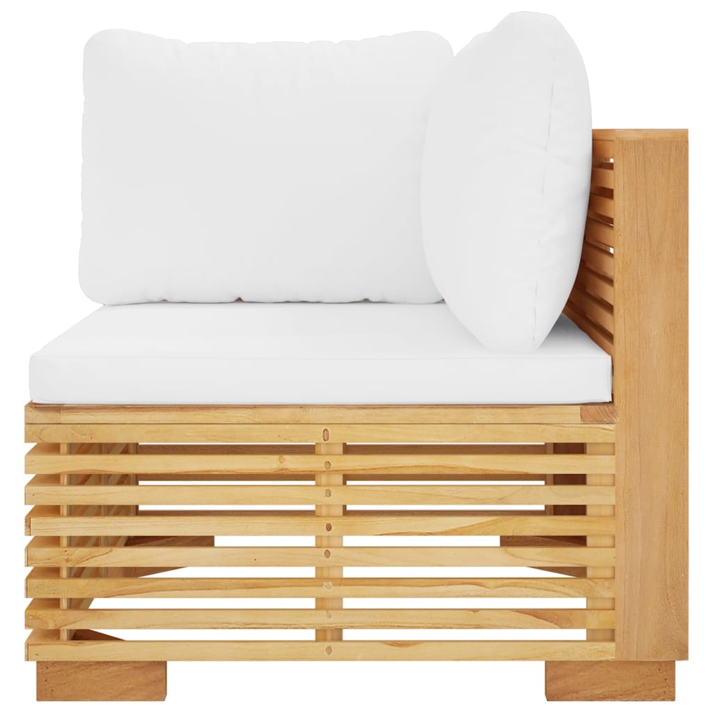Garden Corner Sofa with Cream Cushions Solid Wood Teak