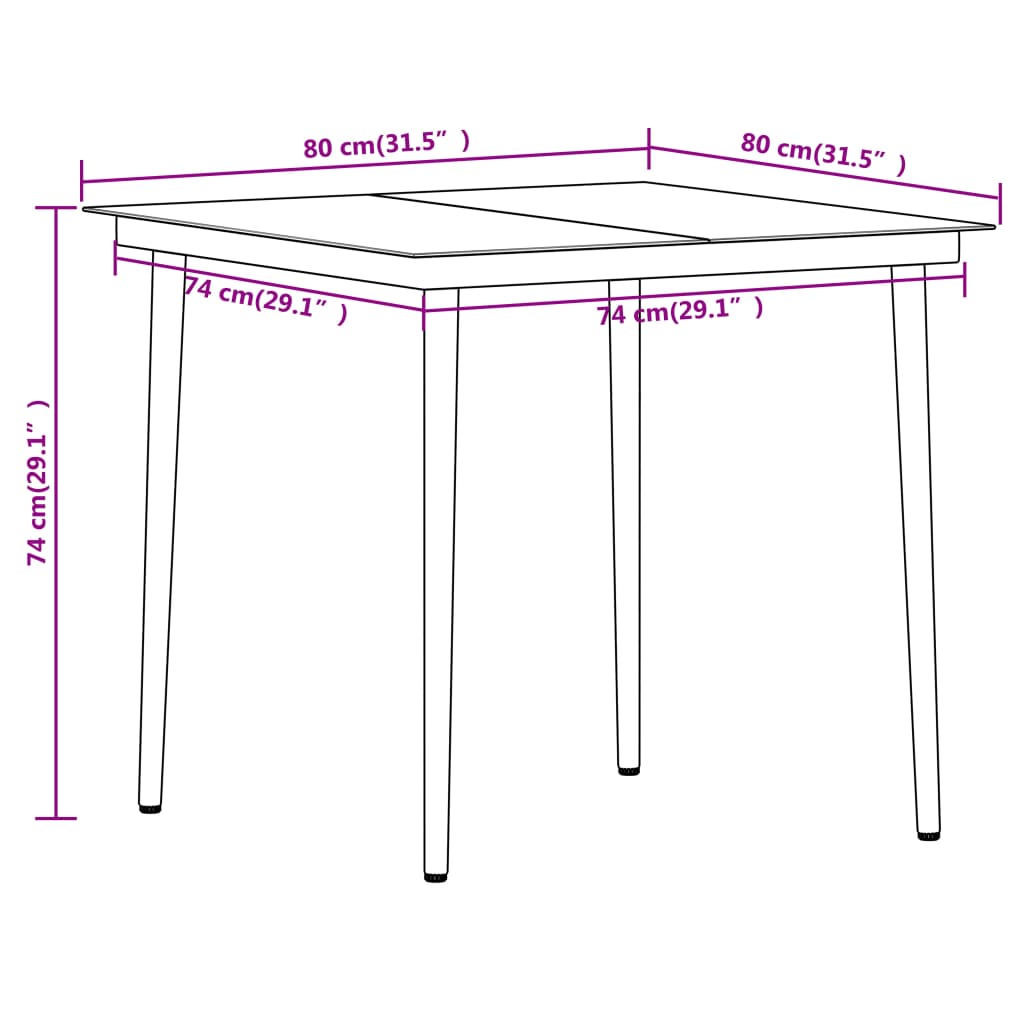 3 Piece Garden Dining Set Black