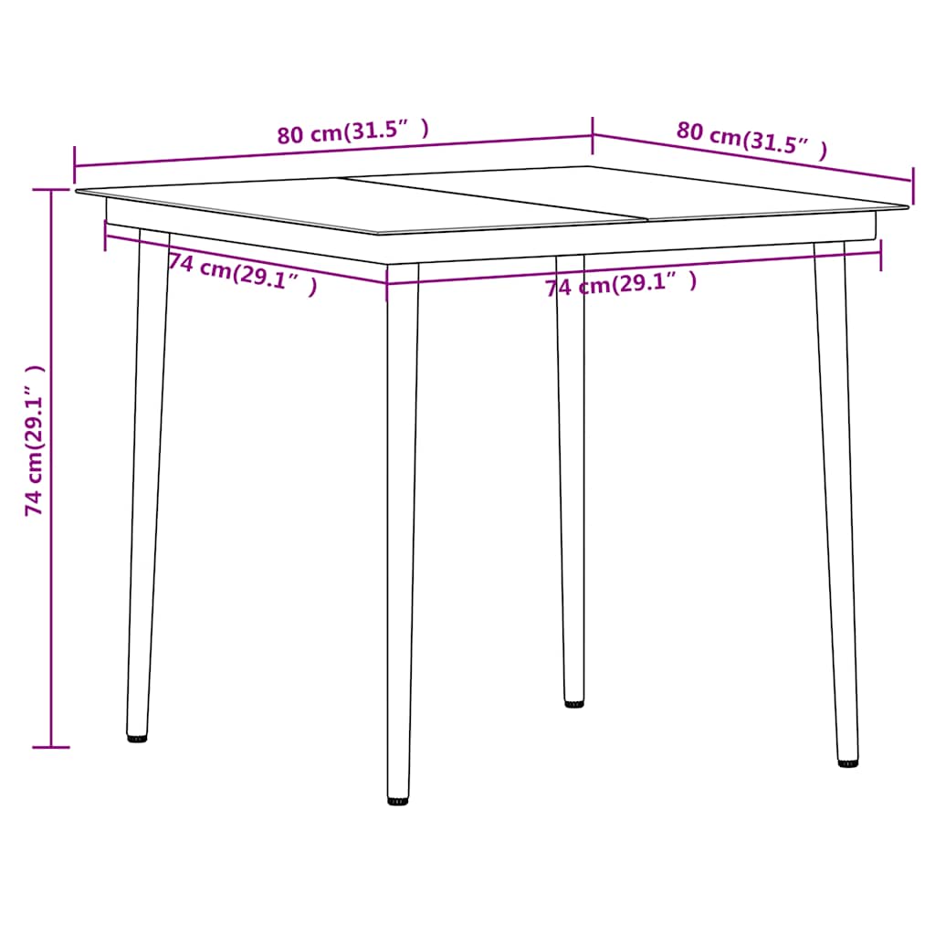 3 Piece Garden Dining Set Black
