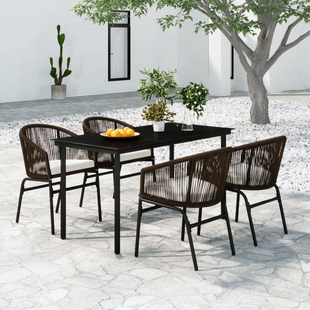 5 Piece Garden Dining Set Brown
