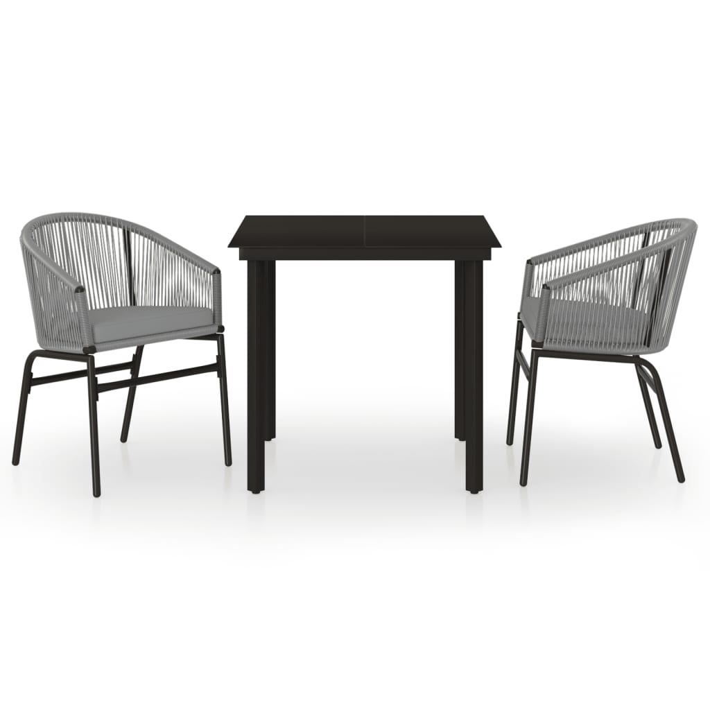 3 Piece Garden Dining Set Grey