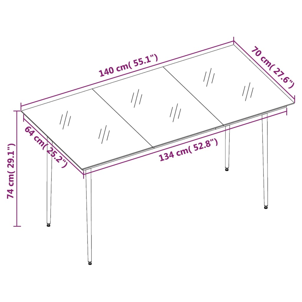 7 Piece Garden Dining Set Brown