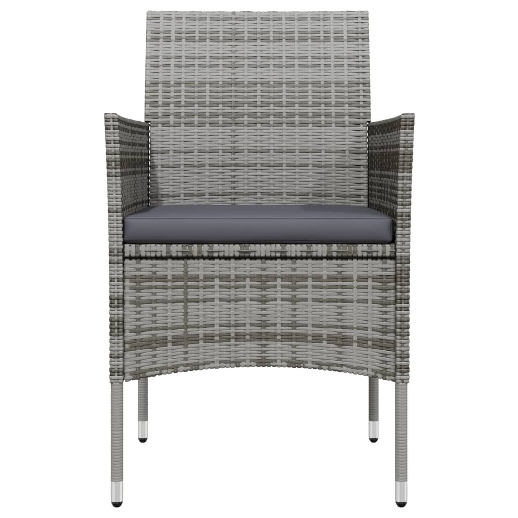 3 Piece Garden Dining Set with Cushions Grey and Black