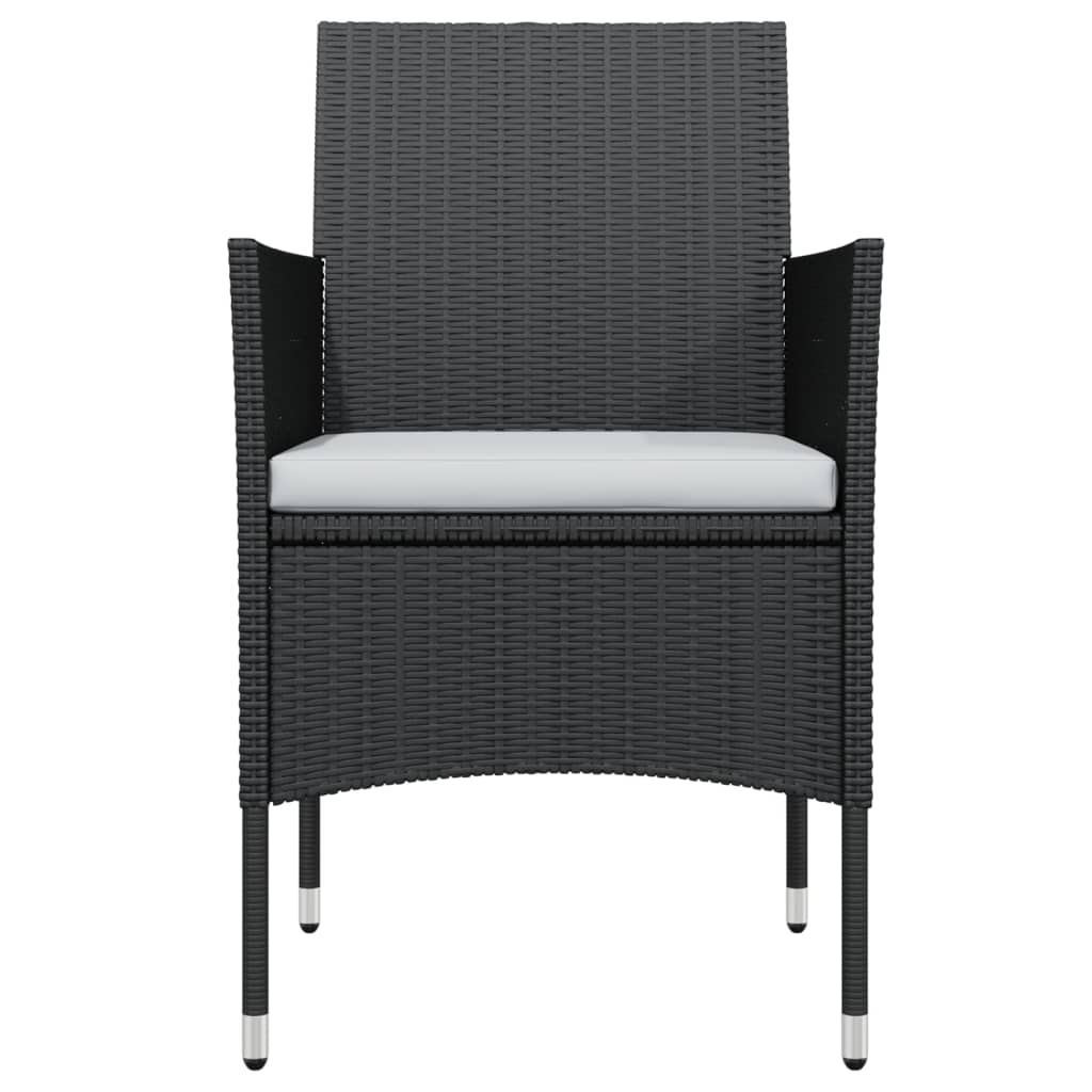 3 Piece Garden Dining Set with Cushions Black