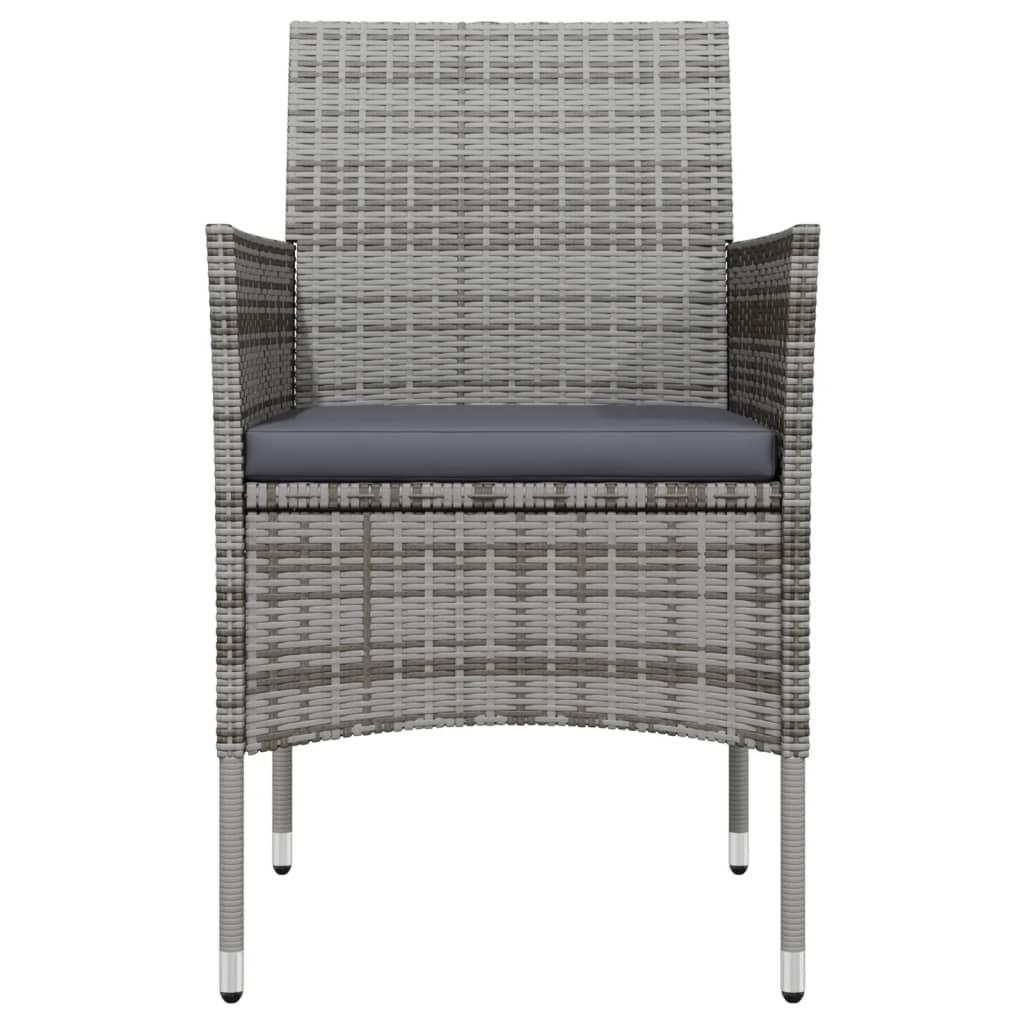 3 Piece Garden Dining Set with Cushions Grey and Black