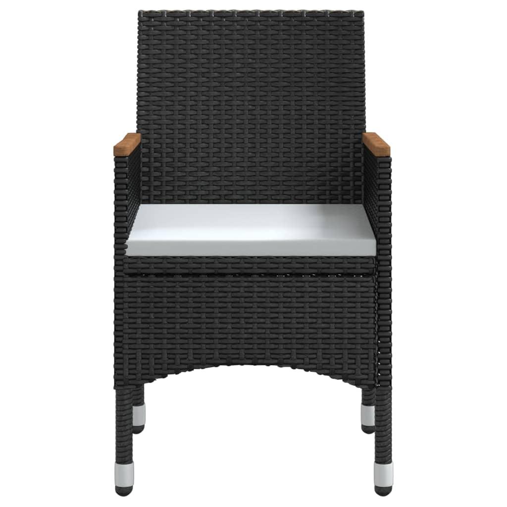 9 Piece Garden Dining Set with Cushions Black