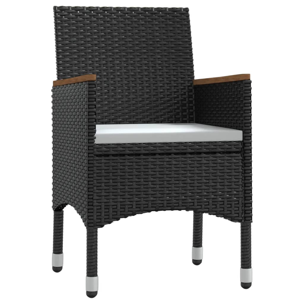 5 Piece Garden Dining Set with Cushions Black