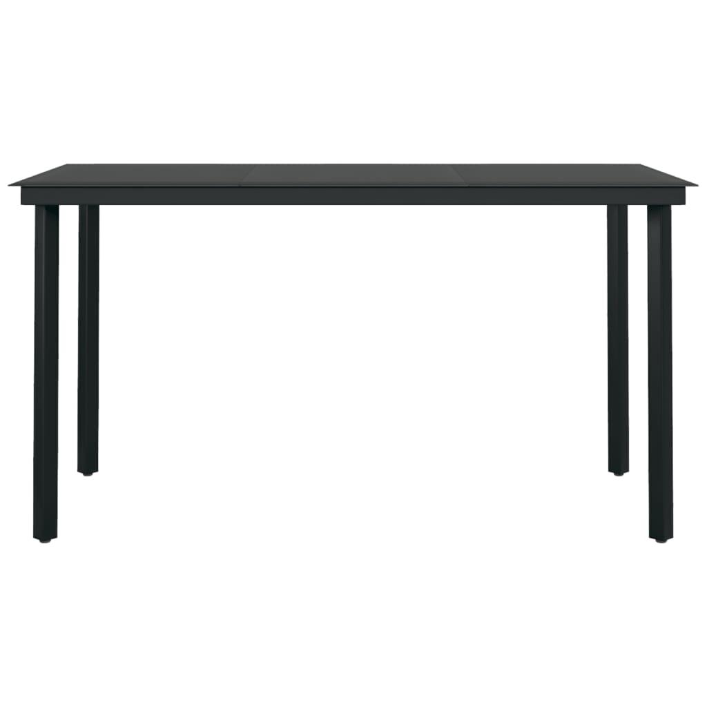 7 Piece Garden Dining Set Grey and Black