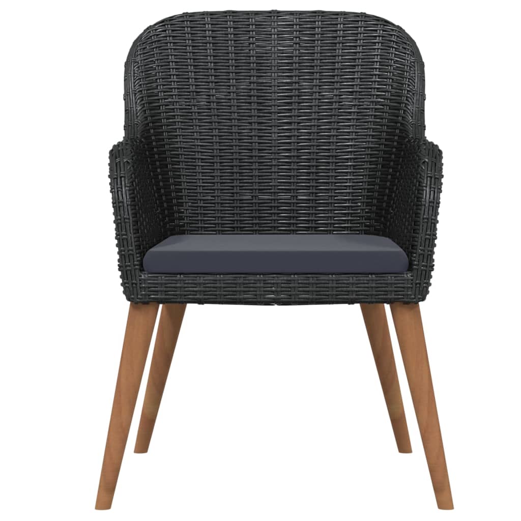 3 Piece Garden Dining Set with Cushions Black
