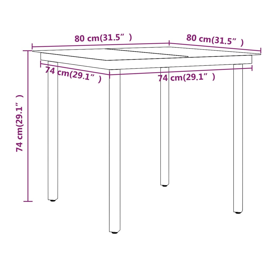 3 Piece Garden Dining Set with Cushions Black