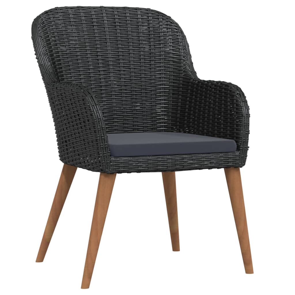 5 Piece Garden Dining Set with Cushions Black