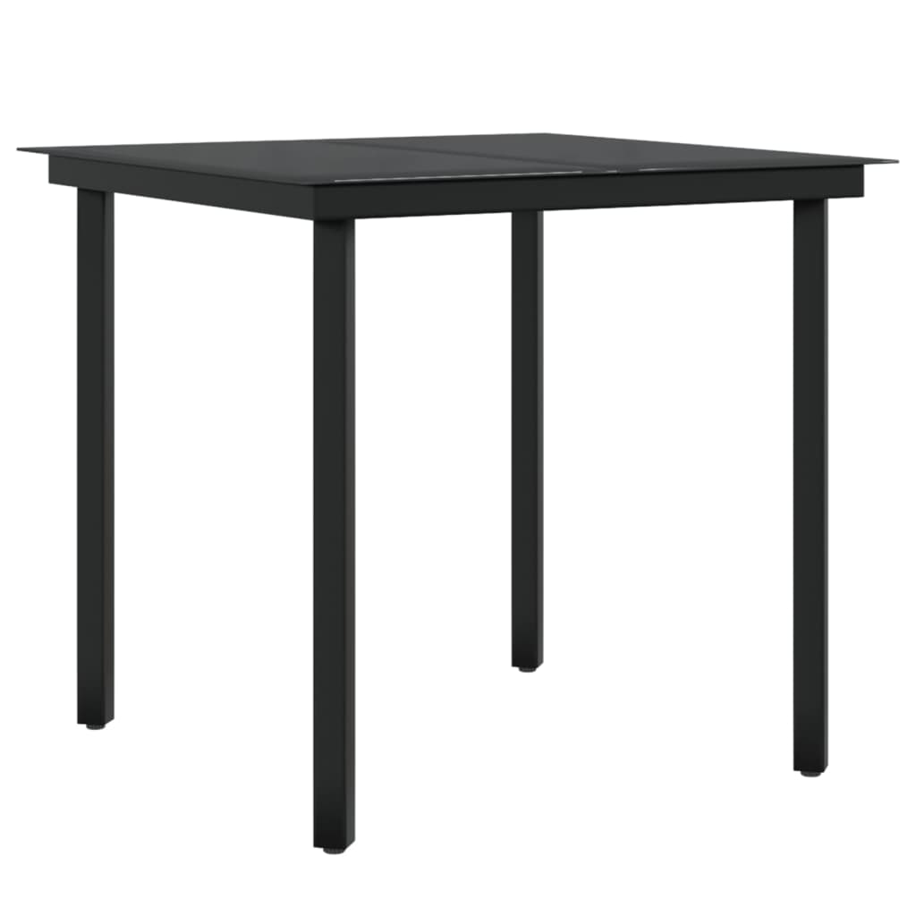 5 Piece Garden Dining Set with Cushions Black