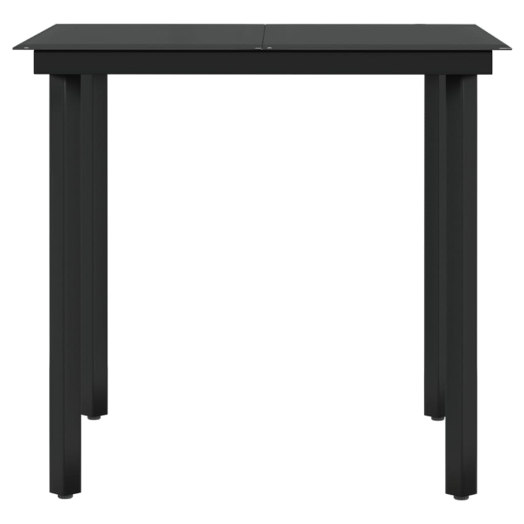 5 Piece Garden Dining Set with Cushions Black
