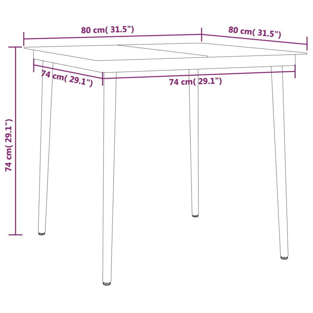 5 Piece Garden Dining Set Black
