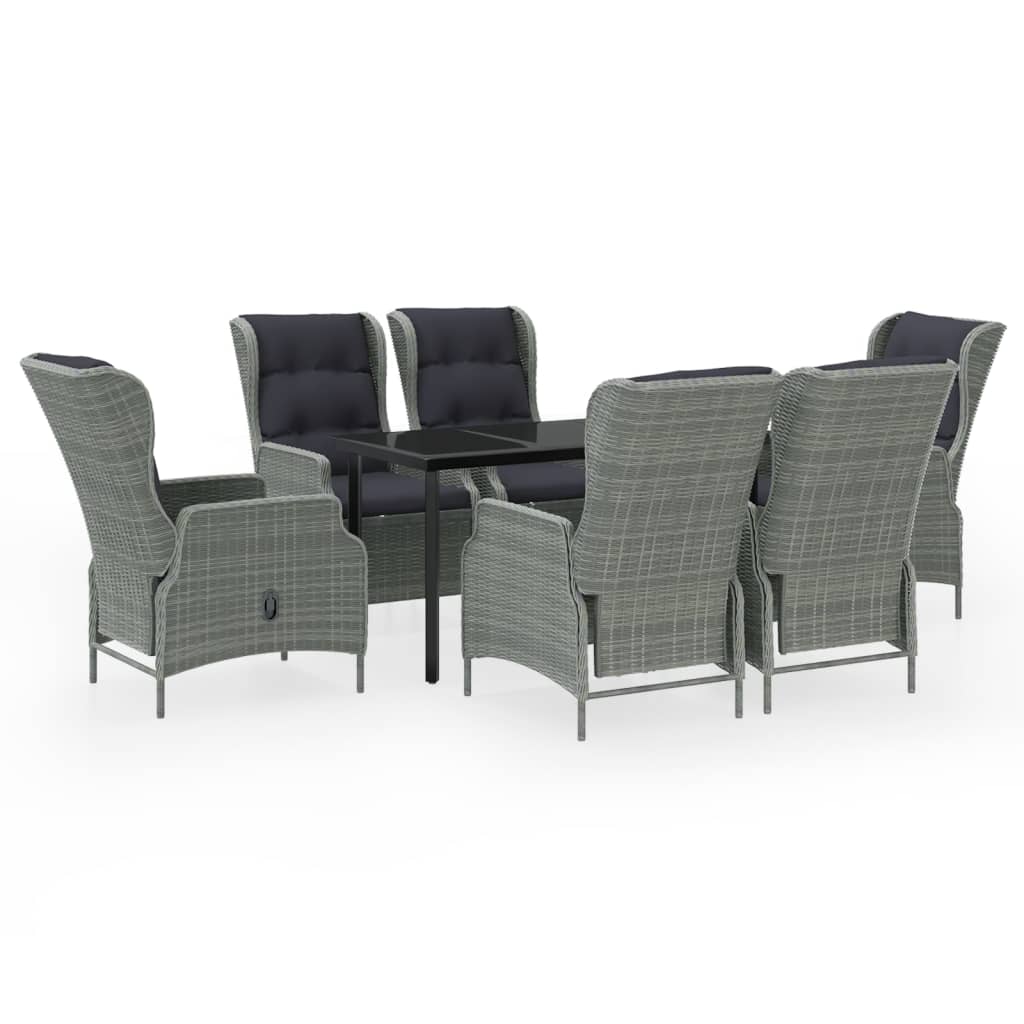 7 Piece Garden Dining Set Light Grey