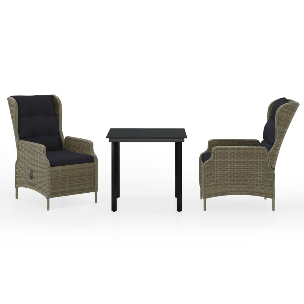 3 Piece Garden Dining Set Brown